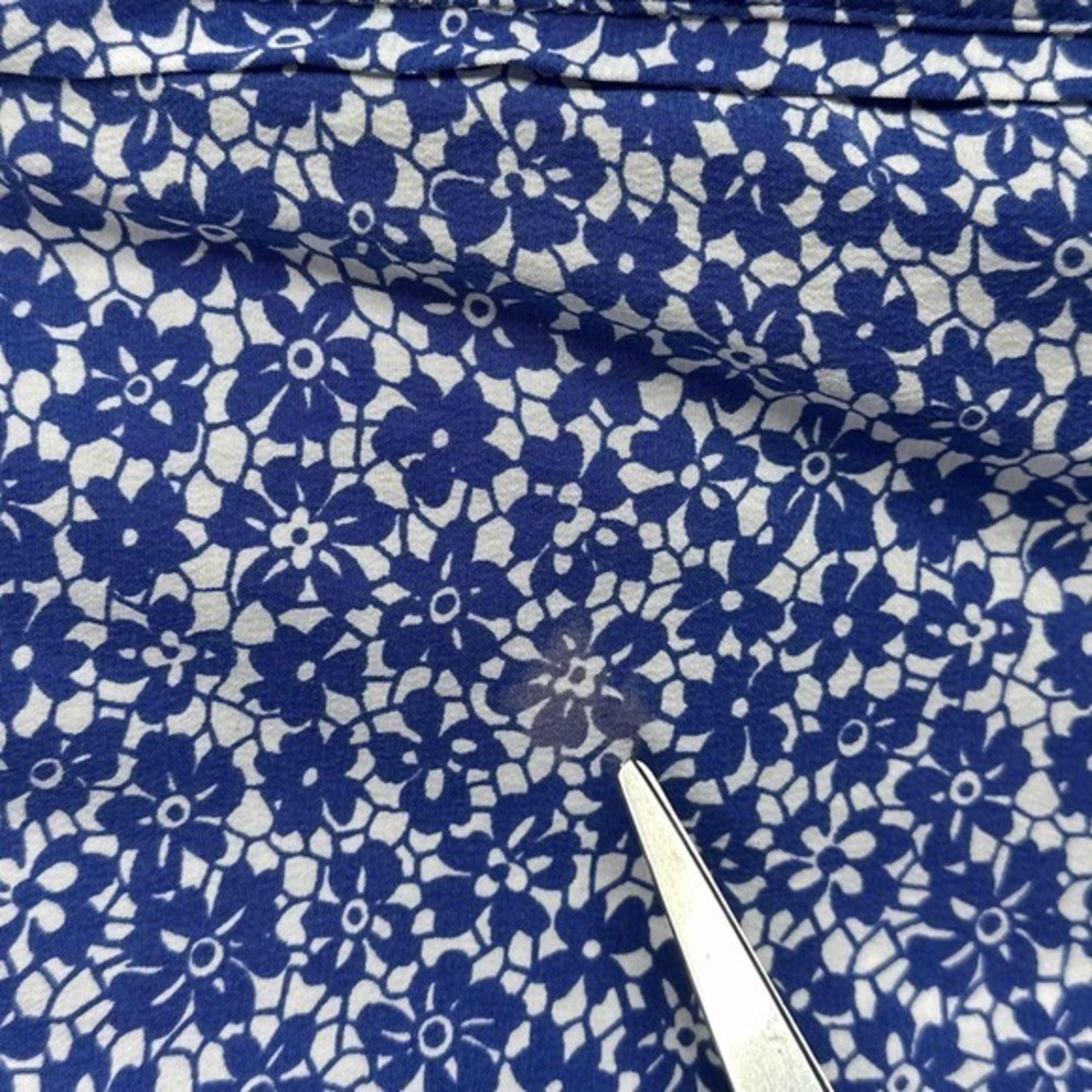 Equipment Shirt Women Small Silk Blue Floral Check Button Career Coquette Blouse - Picture 7 of 10